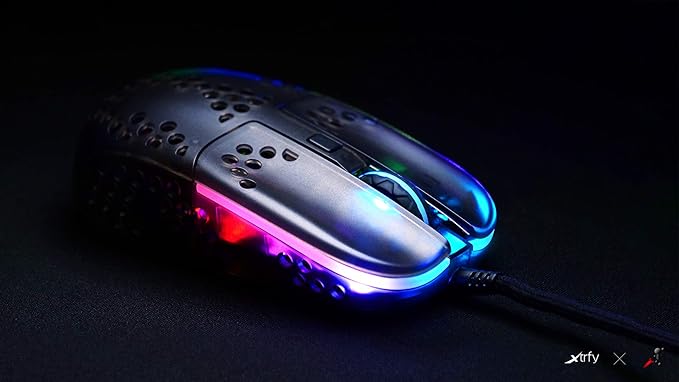 XTRFY MZ1, Ultra-Light Wired Gaming Mouse, Cutting-Edge Pixart 3389 Sensor, Unique Shape for Optimum Aim, Adjustable RGB Lighting, Zy’s Rail Edition