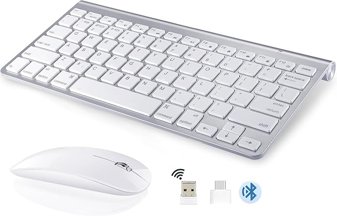 Wireless Keyboard and Mouse Compatible with iMac MacBook Air/Pro (Bluetooth and USB)