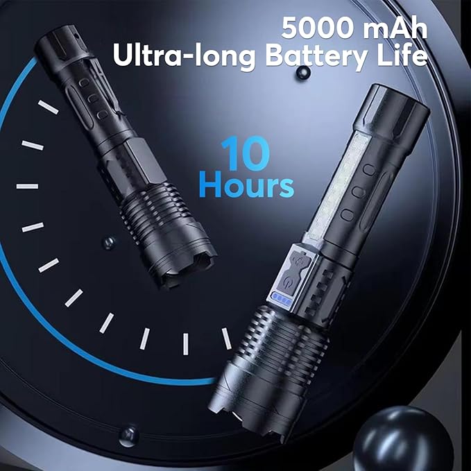 JIJ 2 Pack Rechargeable Flashlights High Lumens, 7 Modes LED Flashlight with IP67 Waterproof, Adjustable Handheld Tactical Flashlight for Camping, Home Emergency, Outdoor