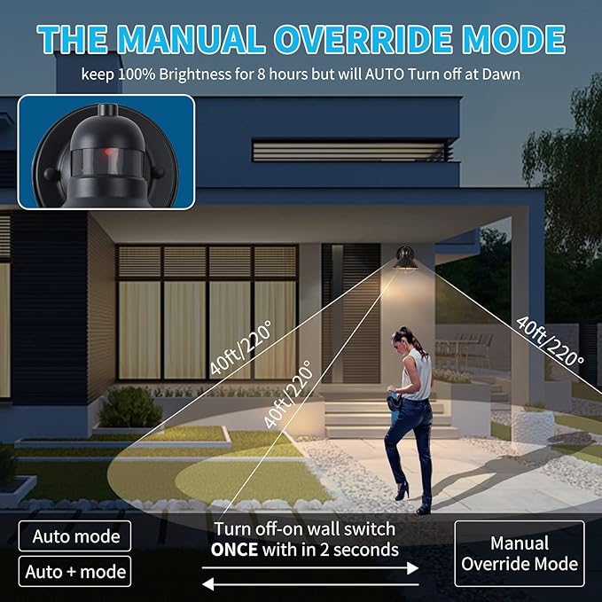 LONEDRUID Motion Sensor Outdoor LED Porch Wall Light Fixtures Dusk to Dawn Exterior Barn Lantern Black Farmhouse Sconce Lighting Wall Mount Lamp for Garage Patio Balcony Doorway