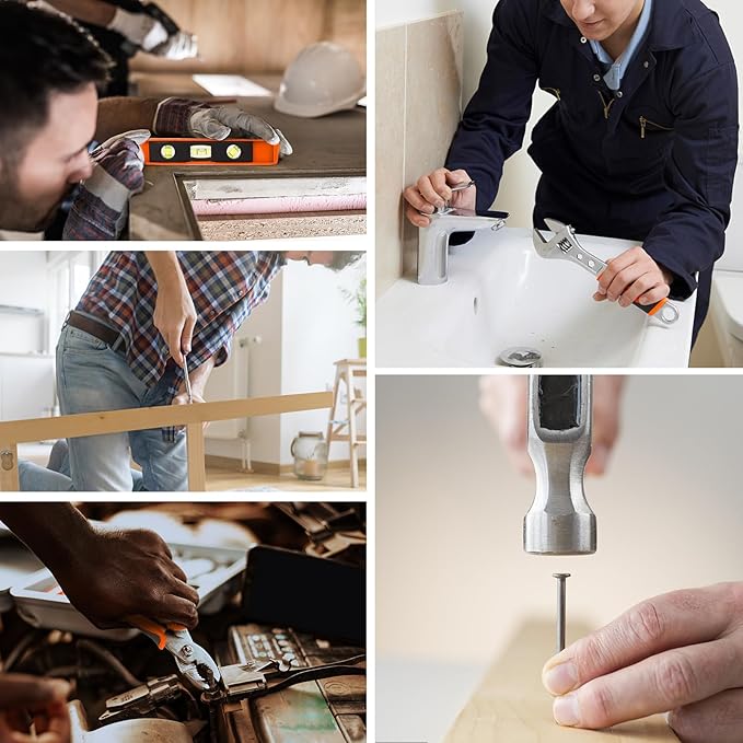 COMOWARE Home Tool Kit with 12V Cordless Power Drill, 169PCS Household Tool Set, Orange Storage Bag for DIY Home Repair & Maintenance