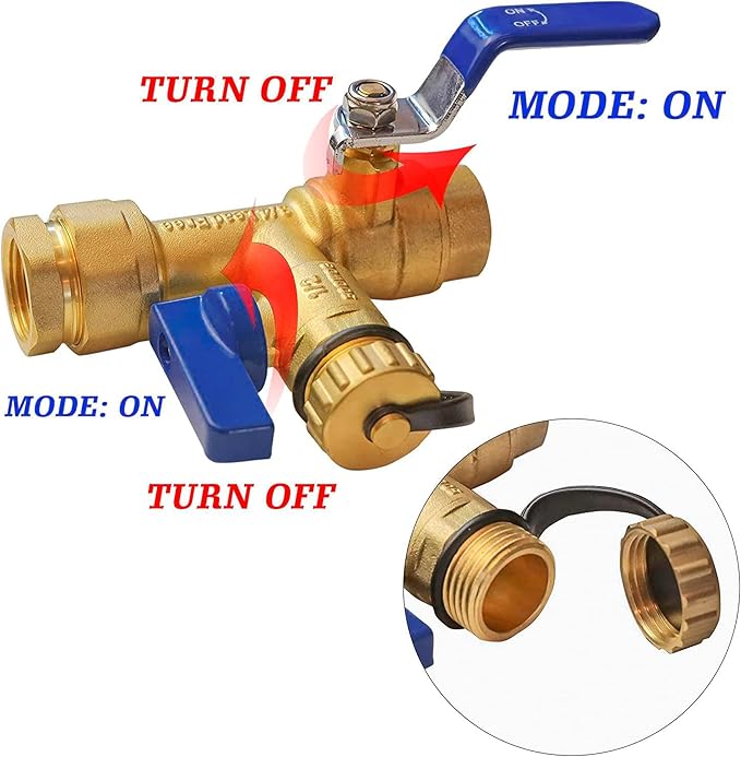 3/4 Inch IPS Isolator Tankless Water Heater Service Valve Kit, with Pressure Relief Valve, Clean Brass