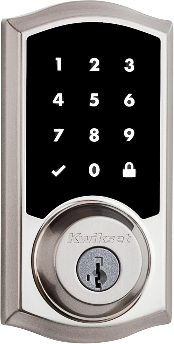 Kwikset SmartCode 916 Z-Wave Smart Lock, Keyless Entry Ring Compatible Door Lock, Touchscreen Electronic Deadbolt, SmartKey Re-Key Security, Smart Hub Required, Traditional Satin Nickle