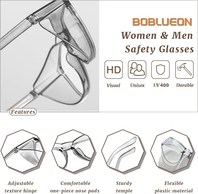 Safety Glasses Anti Fog Clear Blue Light Blocking Eye Protection Nurse Goggles for Women Men