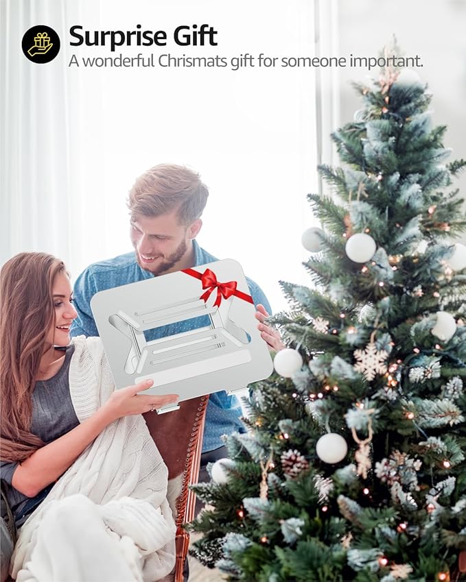 Urmust Adjustable Laptop Stand for Desk Aluminum Computer Stand for Laptop Riser Holder Notebook Stand Compatible with MacBook Air Pro Ultrabook All Laptops 11-17 inch (Silver)