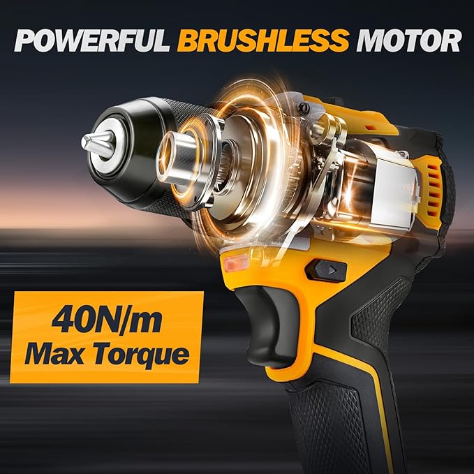 Cordless Drill Set/Driver, 20V Electric Power Drill With Battery And Charger, 30N Torque, 25+1 Settings, 2 Batteries,3/8-Inch Keyless Chuck, Driver Bits Kit, LED Light