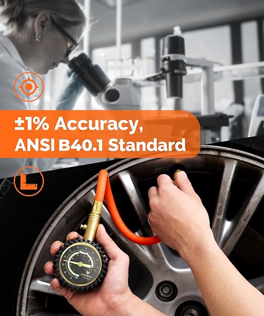 ETENWOLF Tire Pressure Gauge 0-100 PSI, ANSI B40.1 Grade A Accurate Tire Gauges for Tire Pressure with Large Glow Dial, Air Pressure Gauge for Tires, Car Accessories