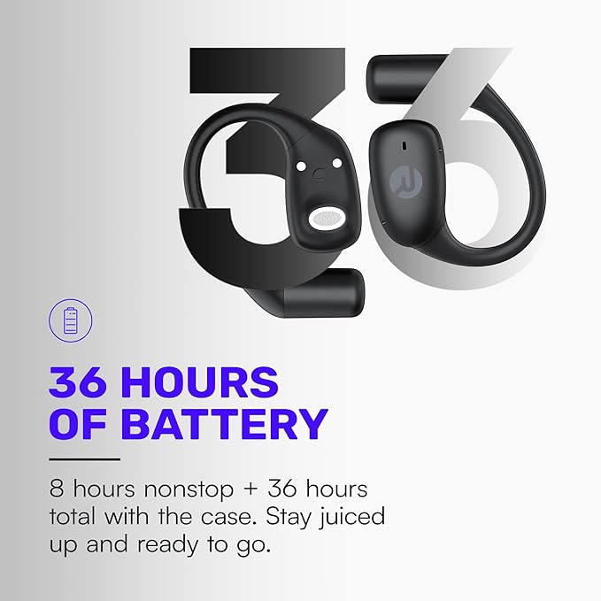 Raycon Essential Open Earbuds – True Wireless Open Ear Bluetooth 6.0 Headphones, Ultra-Lightweight, Comfort Hook Design, IPX5 Water Resistant, 36 Hours of Battery Life (Black)