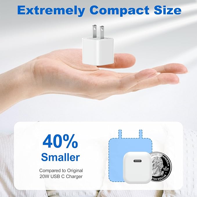 USB C Charger Cube, Agtray 2-Pack Mini Type C Fast Charging Blocks Phone Charger Box Wall Plug Travel Power Adapter for iPhone 16 15 14 13 12 11 Pro XR, iwatch 10 9, Samsung Galaxy S25 S24 A16 A15 A14