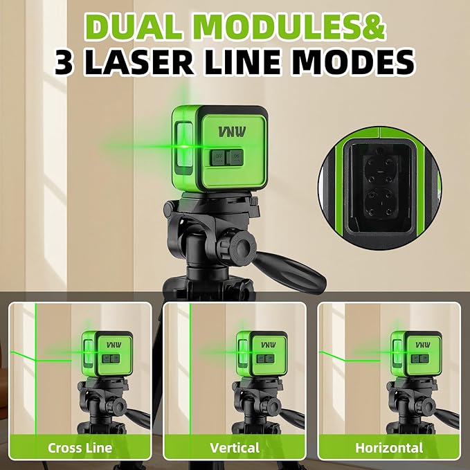 Laser Level with 50Inch Tripod - 98Ft Self Leveling Cross Line Leveler Tool for Picture Hanging,Construction and Renovation - Magnetic Base,Carrying Bag Included