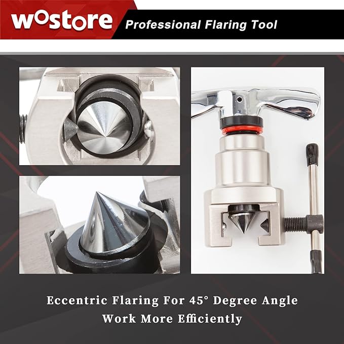 Wostore Flaring Tools Set 2 Flaring Bar for 15 Dies Sizes Eccentric Cone Refrigeration HVAC with Tube Cutter and Reamer