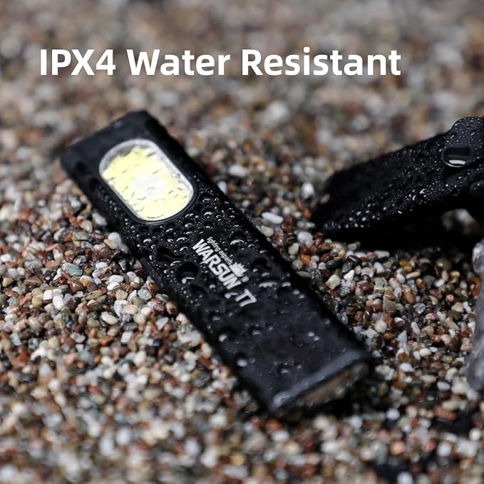 WARSUN Compact Multi-Mode Pocket LED Flashlight - 675LM, USB-C Rechargeable, IPX4, Dual Material, Red/Blue Strobe, for Everyday Carry & Travel