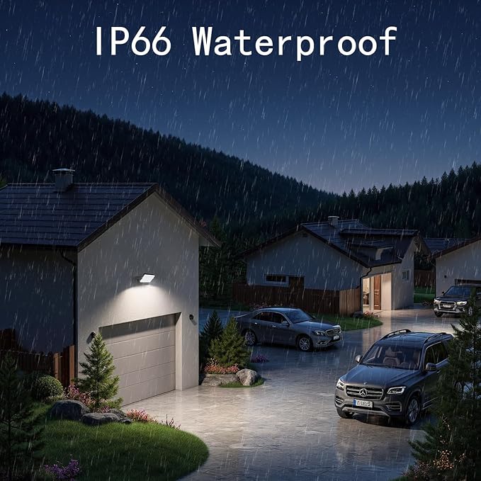 60W LED Outdoor Wall Light – 360° Adjustable Head, Motion Sensor, Color Temperature Adjustable (3000K/4000K/6500K) Waterproof Security Lighting for Garage, Porch & Yard