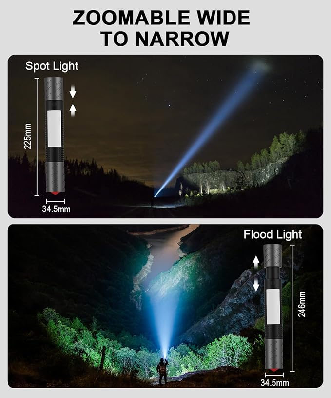 USB C Rechargeable Flashlight High Lumens-Super Bright Magnetic LED Flashlights with Screwdriver Set,Window Glass Breaker,COB Flash Light,7 Modes,Zoomable,Waterproof for Emergency Camping Car Repair