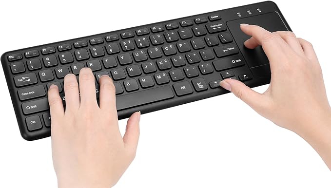 ADESSO WKB-4050UB Wireless Keyboard with Built-in Touchpad, 24GHz RF Technology, Ultra-Slim Scissor Switch Keys, 30ft Range, USB Wireless Receiver
