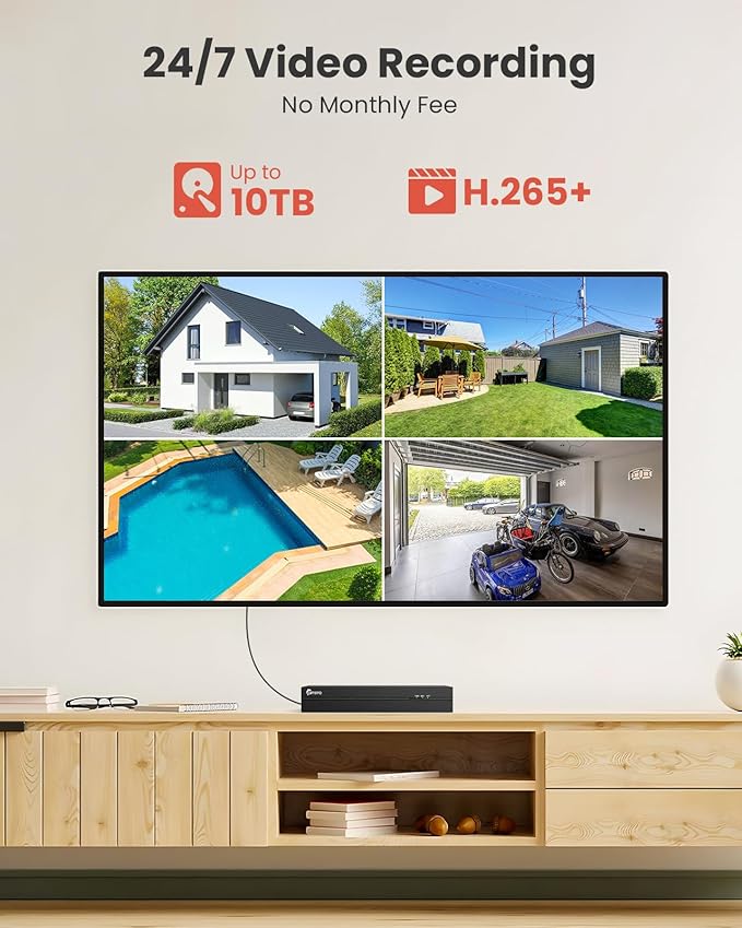 4K PoE Security Camera System, 4 Pcs Metal Casing Wired Cameras for Home Security Outdoor Indoor with 4K 8CH NVR, 2TB HDD for 24-7Recording, Human/Vehicle/Pet/Parcel Detection