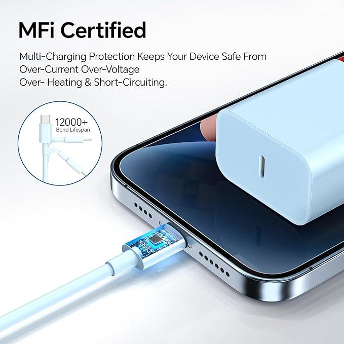 Compatible with Phone 16 15 Charger Fast Charging 10ft, 60W Fast Type C to C Charger Cord Long,15/16 Plus,15/16 Pro Max, for MaccBoook Pro/Air, for Pad Air 4/5/Minii 6/Pro 12.9/11,Blue/Black/Red