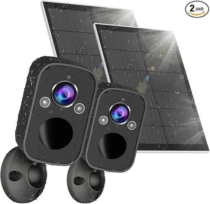 Rraycom Wireless Solar Security Camera Outdoor with Siren Alarm & Spotlight, 5MP Battery-Powered Security Camera with 130° Angle, AI Motion Detection,2-Way Talk, Cloud/SD, IP65