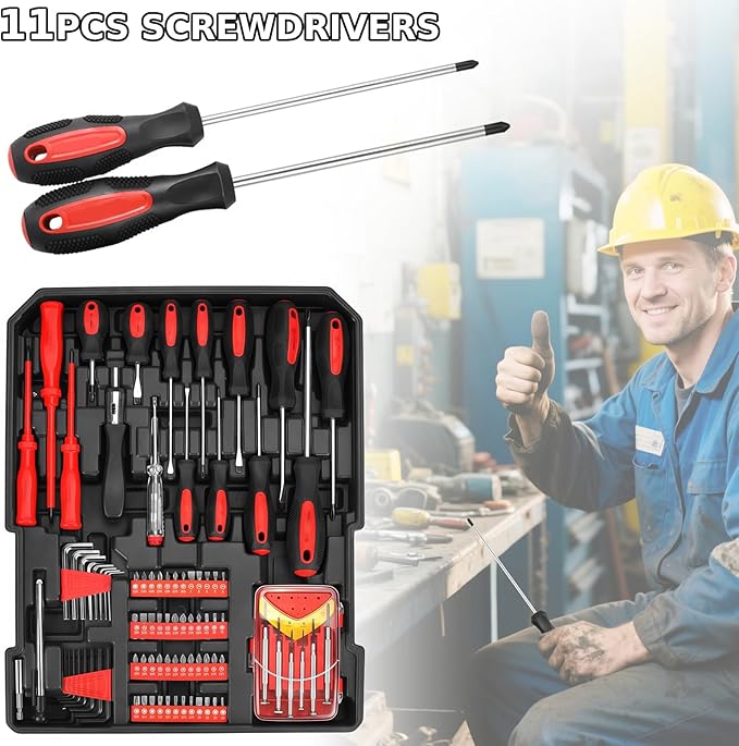 810 Pcs Tool Set Case Mechanics Kit Box Organize Castors Toolbox Trolley + Free Glove