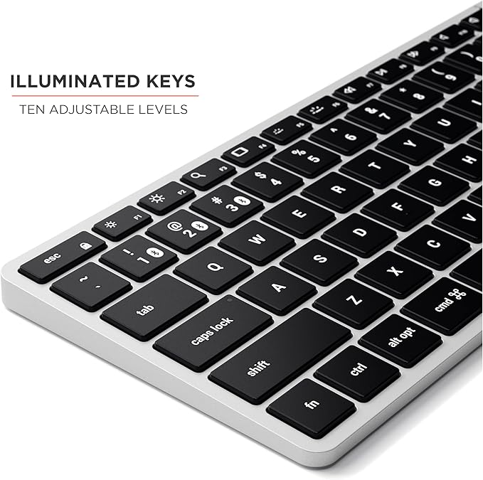 Satechi Slim X1 Bluetooth Backlit Keyboard for Mac, Illuminated Keys & Multi-Device Sync, for MacBook Air/Pro M4, iPad Air/Pro M4/M3, iPad mini, Mac mini, iMac - Silver