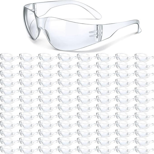 Yunsailing 100 Pack Bulk Safety Glasses Eye Protection Goggles for Women Men DIY Construction Lab