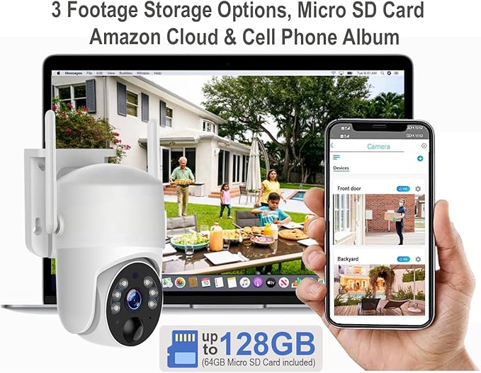 2K Solar Security Camera Outdoor, Wireless 4G/5G Cellular SIM Card (Verizon/AT&T/T-Mobile), AI Motion Detection & Siren, Unlimited Data, Amazon Cloud/Free Ultra Speed 32G Micro SD Card (4G SIM Card)