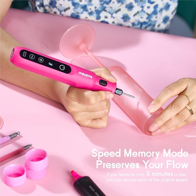 Cordless Rotary Tool Kit, 3.7V Wood Carving Tools with 5 Speed and 62 Accessories, Multi-Purpose Mini Rotary Tool for Sanding, Cutting, Engraving, Drilling, Polishing, DIY Creations, Pink