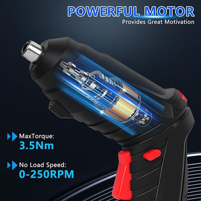 Electric Screwdriver Cordless Rechargeable Small Power Drill Set 3.6V Li-ion 3.5Nm Max Torque Electric Rotatable Drill Screwdriver for Home Office DIY Tools (Black)