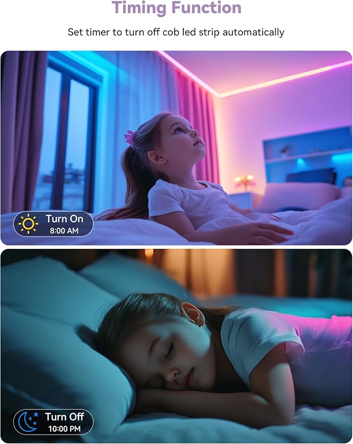 MIWISE 5V USB RGB COB LED Strip Light,9.84ft/3m Tape Lights,RF & App Control,Music Sync,Ultra Bright Color Changing Lighting,UL-Listed,Cuttable & Flexible for Bedroom,Kitchen,Desk,Party,Home Decor