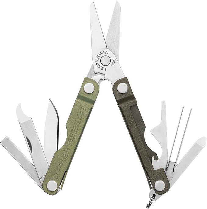 LEATHERMAN, Micra, Keychain Multi-tool with Grooming Tools, Mini Pocketknife for Everyday Carry (EDC), Hobbies & Outdoors, Built in the USA, Spruce