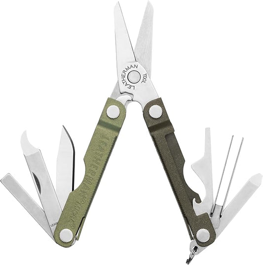 LEATHERMAN, Micra, Keychain Multi-tool with Grooming Tools, Mini Pocketknife for Everyday Carry (EDC), Hobbies & Outdoors, Built in the USA, Spruce