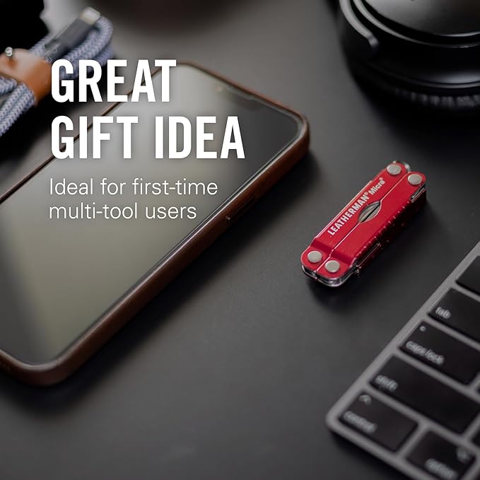 LEATHERMAN, Micra, Keychain Multi-tool with Grooming Tools, Mini Pocketknife for Everyday Carry (EDC), Hobbies & Outdoors, Built in the USA, Black Cherry