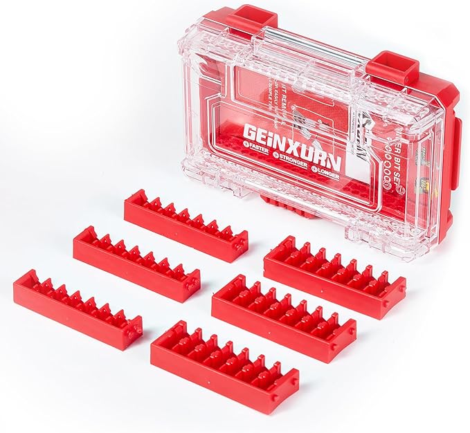 1Pc Red Storage Box Case, small parts box with detachable divider, Screwdriver Bit Set Box