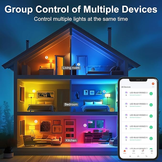 Smart Light Bulbs，BR30 Smart Bulbs Compatible with Alexa，Flood Light Bulbs 10W 900LM,RGBCW Color Changing Light Bulb，2.4Ghz WiFi Bulb,APP Dimmable E26 Base,4Pack