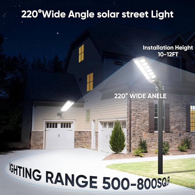 2 Pack Solar Street Lights Outdoor Waterproof, 6500K 504 LEDs Solar Security Flood Lights IP66 Dusk to Dawn for Outside Garden Yard Parking Lot Patio, Front Door Garage