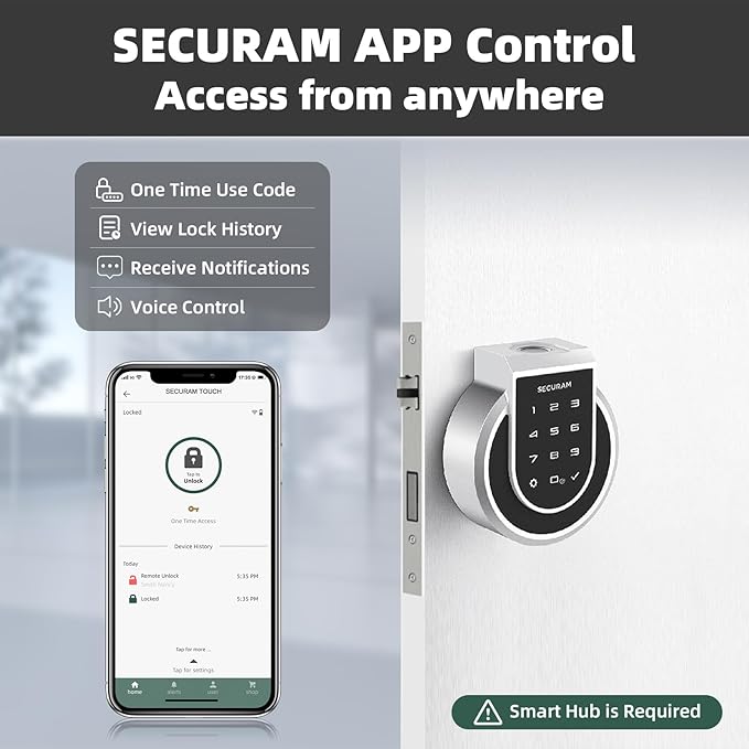 Touch Fingerprint Smart Lock, Keyless Entry Door Lock for Front Door, WiFi Door Lock, App Remote Control, Voice Control via Alexa or Google, Silver