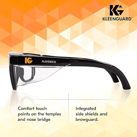 KLEENGUARD™ V30 Maverick™ Safety Glasses (56567), Clear Lenses with KleenVision™ Anti-Fog coating, Black Frame, Carrying Case, Eyewear for Men and Women
