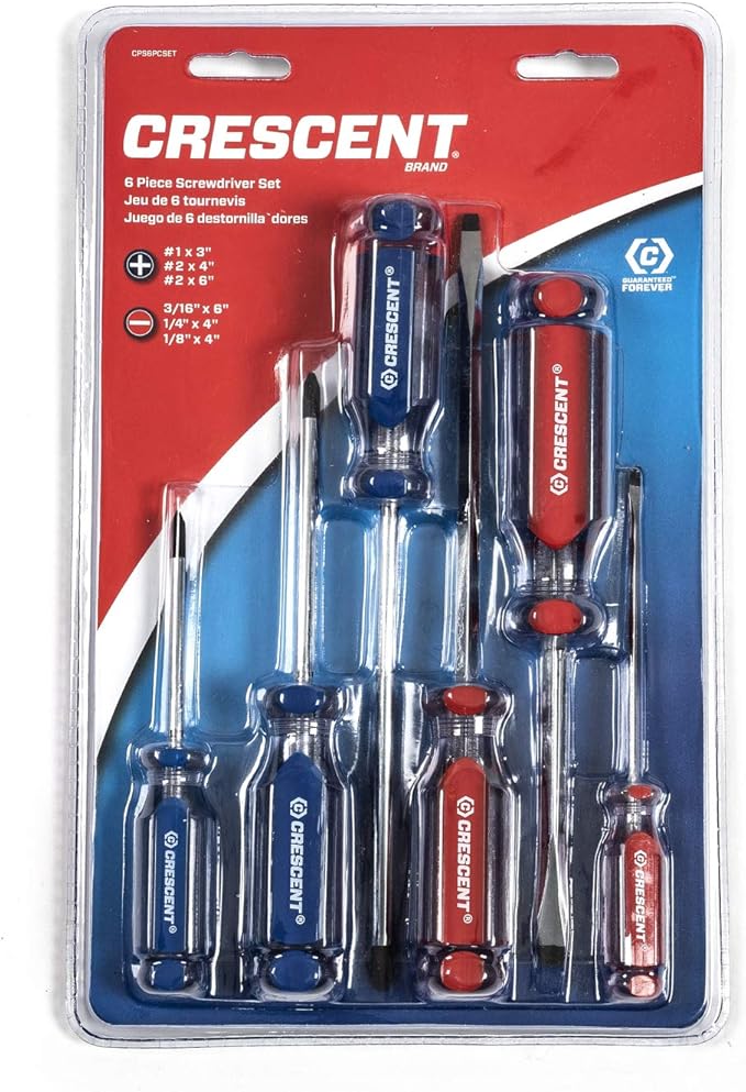 Crescent 6 Piece Phillips/Slotted Acetate Screwdriver Set - CPS6PieceSET