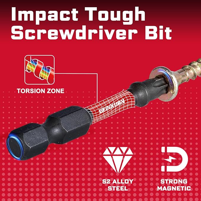 Impact Torx Screwdriver Bits Set, 30 Pieces 2”Magnetic S2 Steel Multi Star Driver Bits(T7-T40) and 1 Pc Bit Holder with Soft Hanging Strips