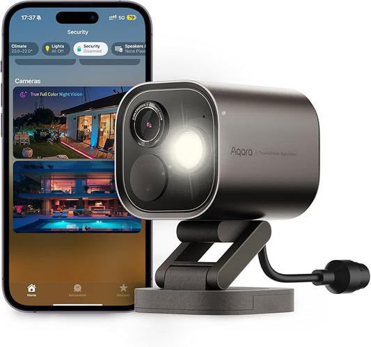 Aqara 4MP Camera Hub G5 Pro PoE, True Color Night Vision Security Camera Outdoor, HomeKit Secure Video, Thread Border Router, Local Detection, Thread/Zigbee, Supports Alexa, Google, Smartthings, Gray