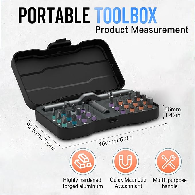 24-in-1 Ratchet Screwdriver Set, 2025 New Magnetic Precision Bits with Detachable Handle & Case, Multi-Purpose Mini Screwdriver Kit for DIY, Electronics, Watch & Home Repair (2)
