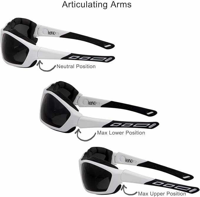 WYND Blocker Motorcycle Riding Glasses Extreme Sports Wrap Sunglasses (White/Smoke)