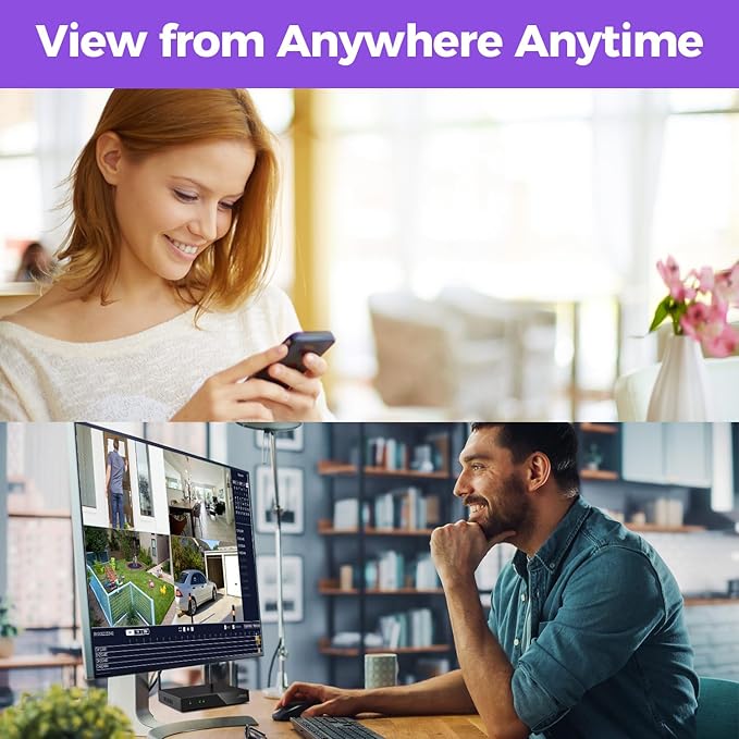 xmartO 16CH 16-Camera WiFi6 Security Camera System Wireless Outdoor/Indoor, 10CH 4K NVR with 4X 2K HD Dual Lens Cameras with Auto Tracking, 1TB HDD (Plug-in 24/7 Surveillance, Long Range WiFi)