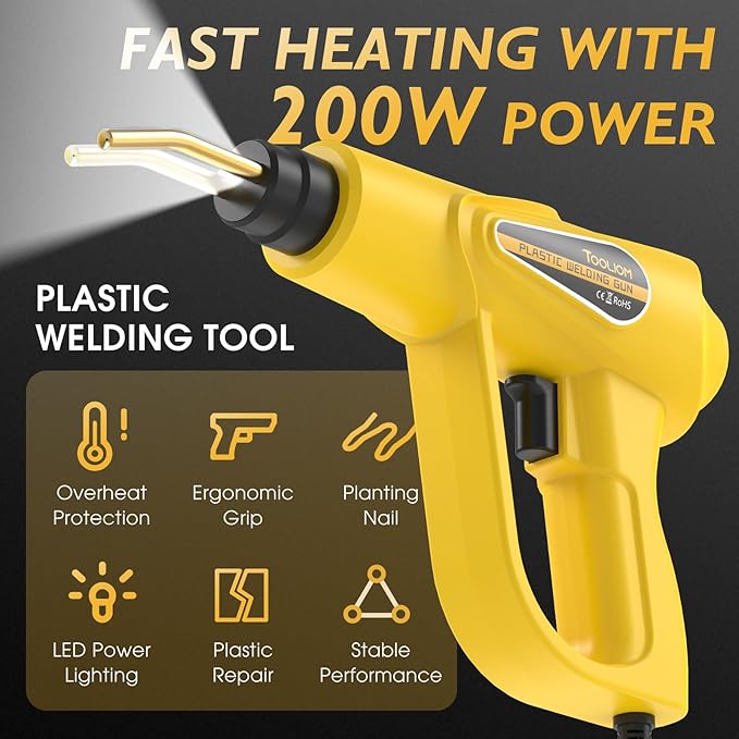 TOOLIOM 200W PORTABLE Plastic Welder - 110V Weld Kit, Welding Gun, 800PCS Staples - Bumper Repair, Plastic Stapler