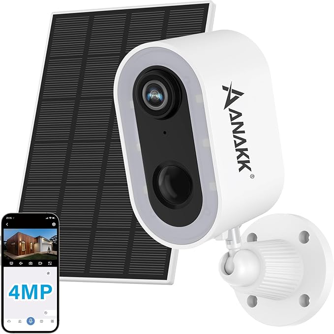 Solar Security Camera Wireless Outdoor, Solar-Powered 4MP 1-Cam, Compatible with A32 System, Color Night Vision,Motion Detection,24/7 Recording