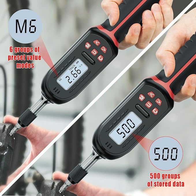 Torque Screwdriver Digital 2.66-53.1 in-lbs/0.3-6 Nm, Adjustable Screwdriver Torque Wrench Set with Buzzer/LED Indicator Notification for Bike Repairing, Tools, Maintenance and Mounting