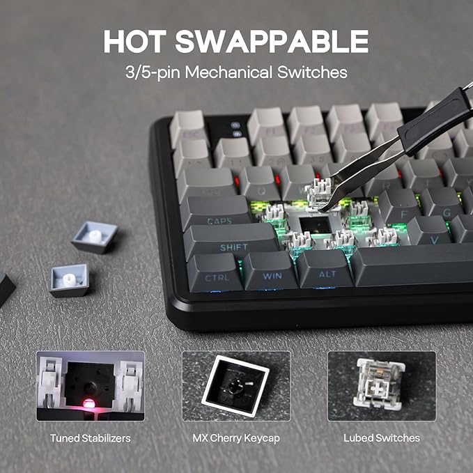 EPOMAKER Aula F108 Wireless Gaming Keyboard, Full Size Mechanical Keyboard with 4000mAh Battery, 108 Hot-Swappable and Programmable Keys, RGB Backlight, for Mac/PC/Android (Black Gradient)