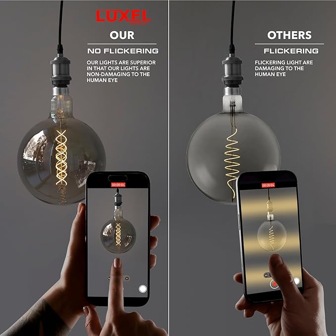 Oversized Edison LED Light Huge Bulb Vintage G63(G200) 7W Equivalent 40W - Dimmable 2200K Warm Glow - 350 Lumens E26 Base - Large Filament Decorative Bulbs - 360° Beam (Smoky Glass)