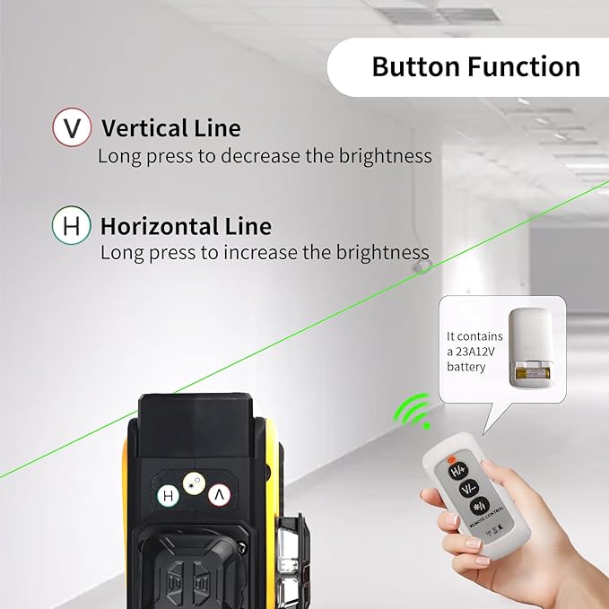 4D 16-Line Laser Level with Rotatable Laser Window - 4×360° Self-Leveling Cross Line Laser for Construction, Tile, Ceiling, Wall Hanging & Home Renovation