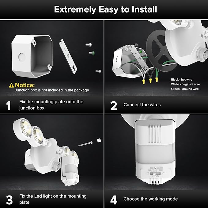 SANSI 40W 5000 LM LED Motion Sensor Outdoor Lights 5000K Daylight Super Bright, Dusk to Dawn, Bright Security Lights for Garage, Yard, IP65 Waterproof, ETL Listed